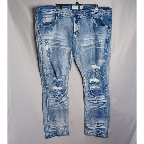 FWRD Denim Jeans Mens 50 Blue Distressed Ripped Straight Leg Stretch Streetwear - Picture 1 of 16